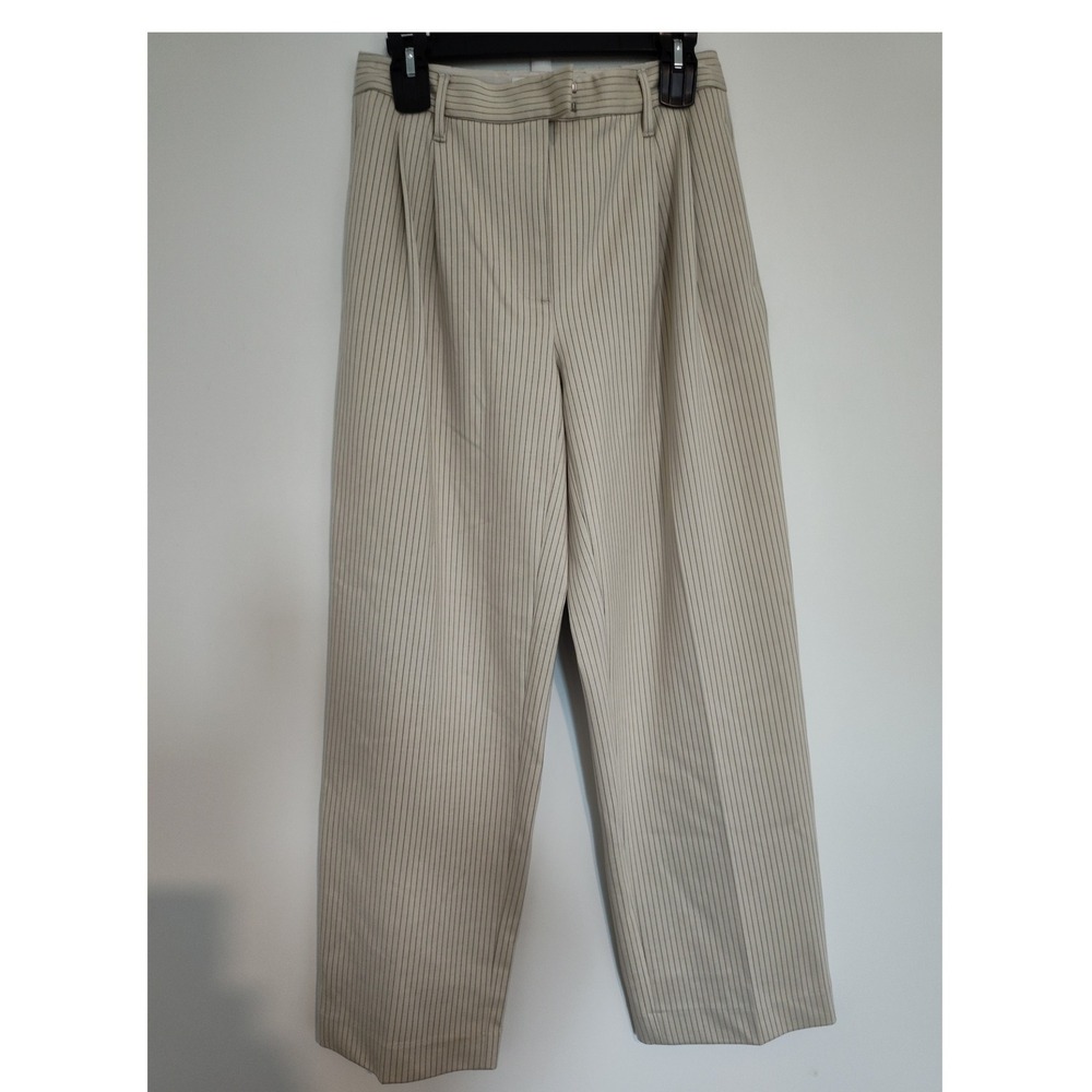 House of Harlow 1960 Ivory Pinstripe Pleated Trousers High Waist Pants Small